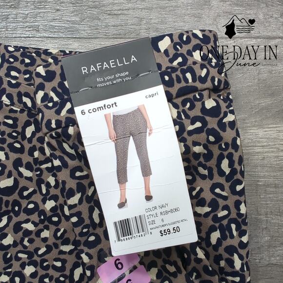 Rafaella Leopard Print Capri Pants Size 6 - Picture 2 of 6